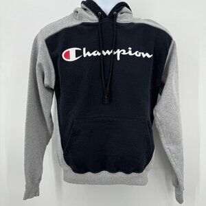 vintage champion colorblock grey & black hoodie sz small streetwear athleisure